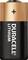 Zwart-gouden Duracell lithium-batterij met positieve pool bovenaan.