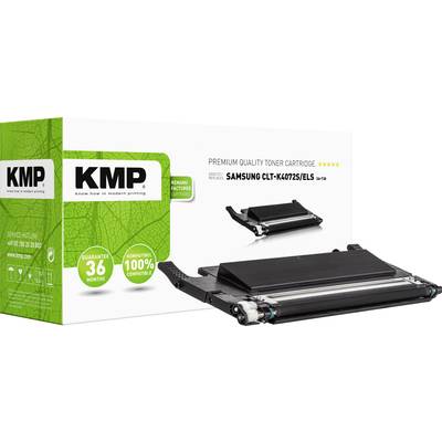 KMP-tonercartridge in zwart, compatibel met Samsung CLT-K4072S/ELS. Verpakking toont garantiebepalingen en contactgegevens.
