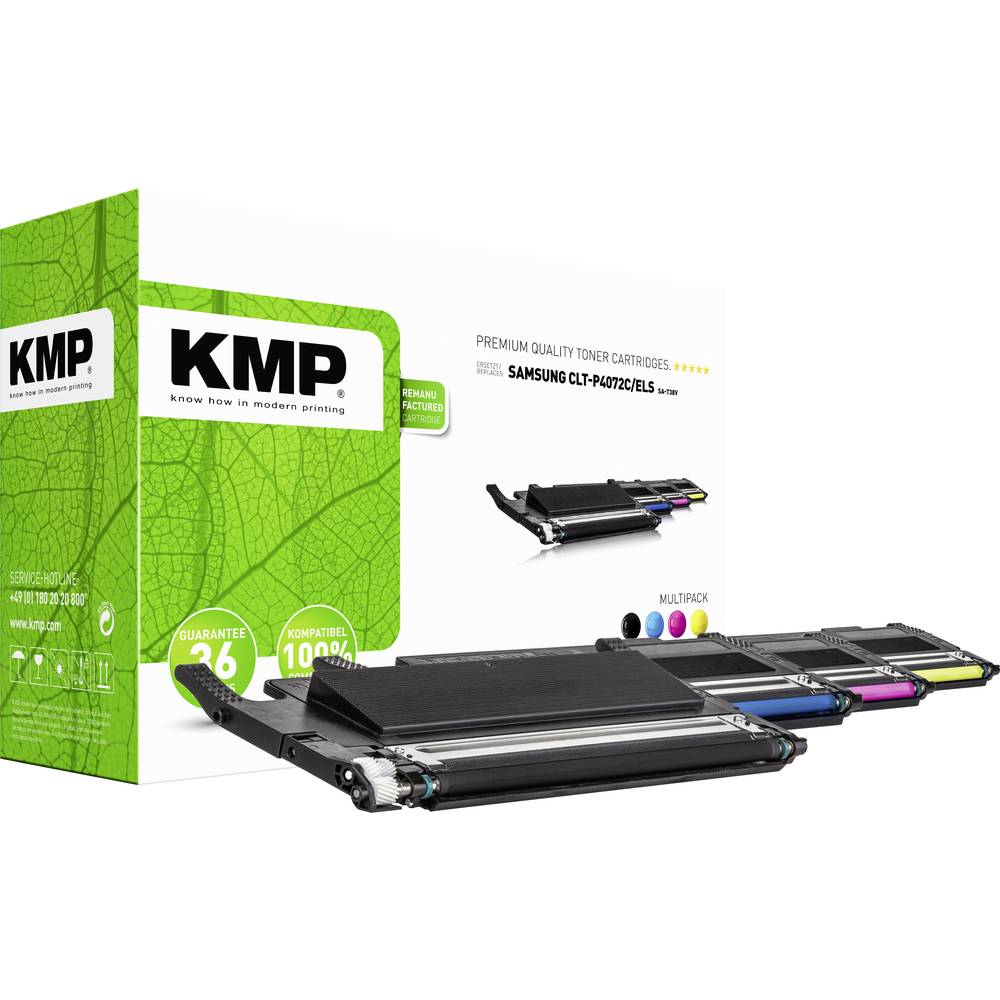 KMP Compatibel Toner multipack SA-T38V vervangt Samsung CLT-P4072C, CLT-K4072S, CLT-C4072S, CLT-M4072S, CLT-Y4072S Zwart, Cyaan, Magenta, Geel