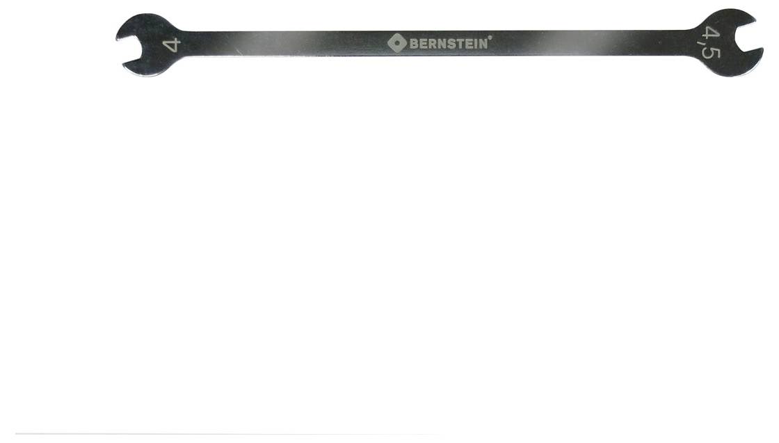 Een slanke, zwarte steeksleutel met een '4' aan het ene uiteinde en een '4.5' aan het andere uiteinde, met 'Bernstein' dwars over het midden gedrukt.