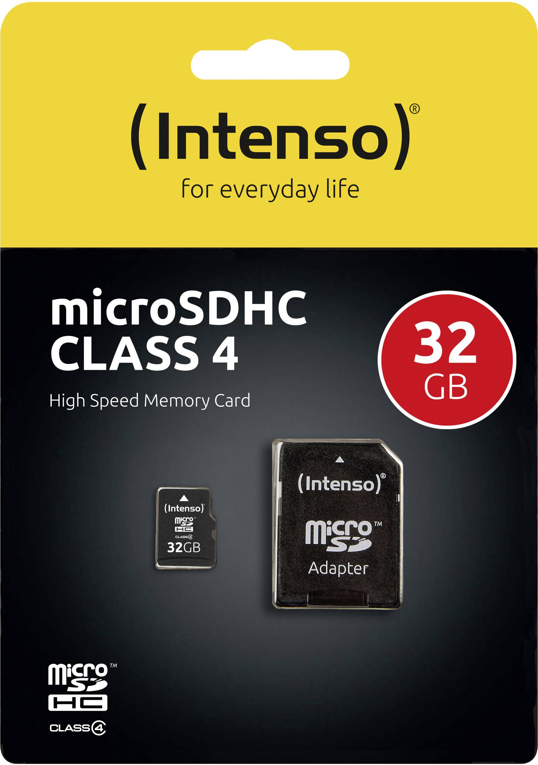 Intenso 32 GB Micro SDHC-Card microSDHC-kaart 32 GB Class 4 Incl. SD