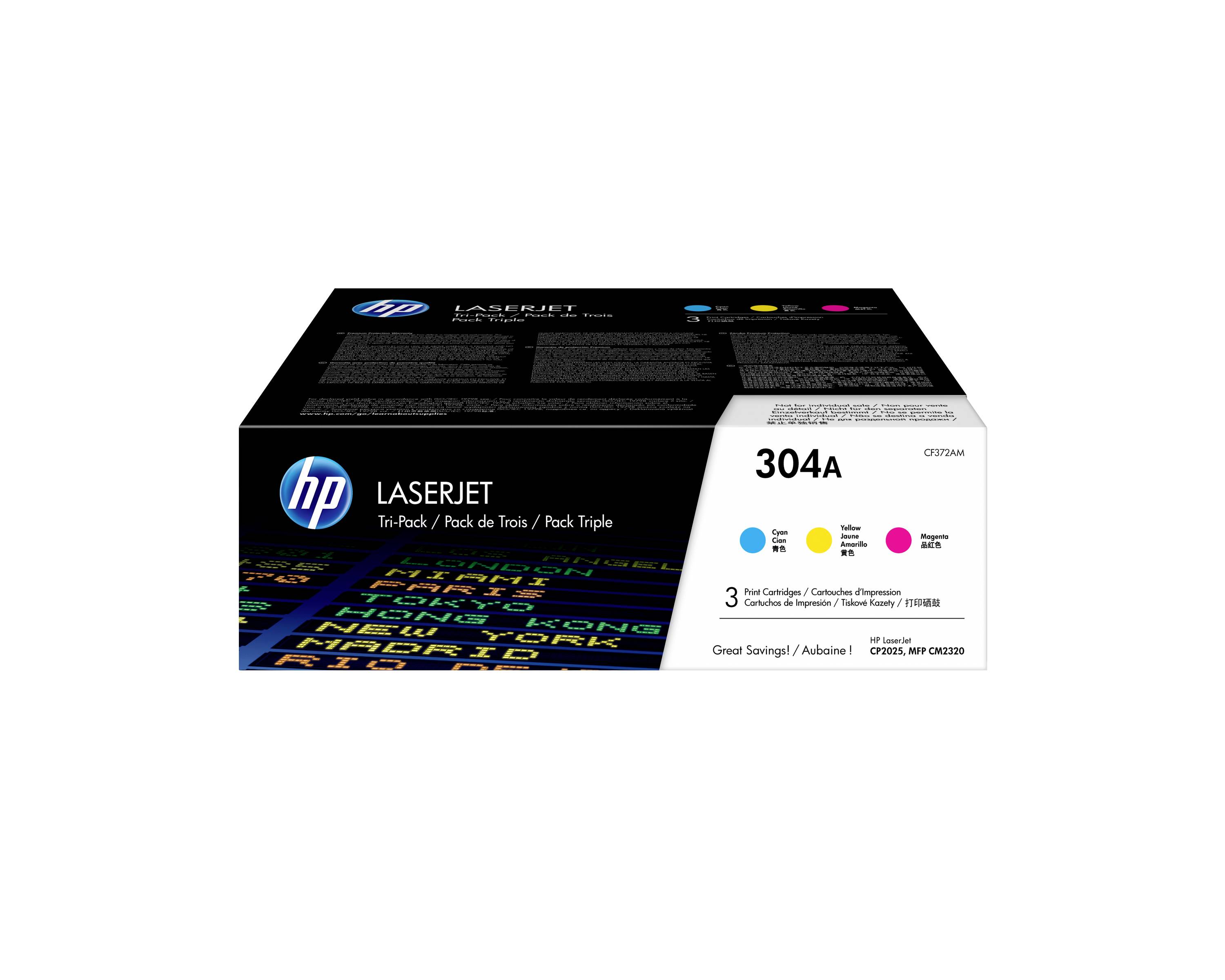 HP Toner 304A Origineel Combipack Cyaan, Magenta, Geel 2800 bladzijden CF372AM