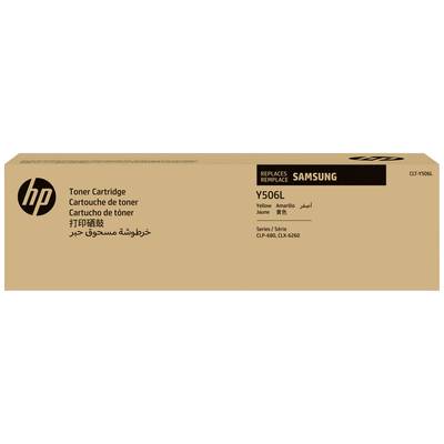 'Tonercartridge' van HP voor Samsung, Model Y506L, compatibel met CLP-680, CLX-6260. Beige doos met meertalige tekst.