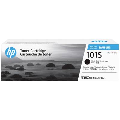 HP Tonercartridge 101S voor printer. Zwart. Compatibel met modellen ML-216x, SCX-340x, SF-76x. Verpakking met kustlandschapsafbeelding.