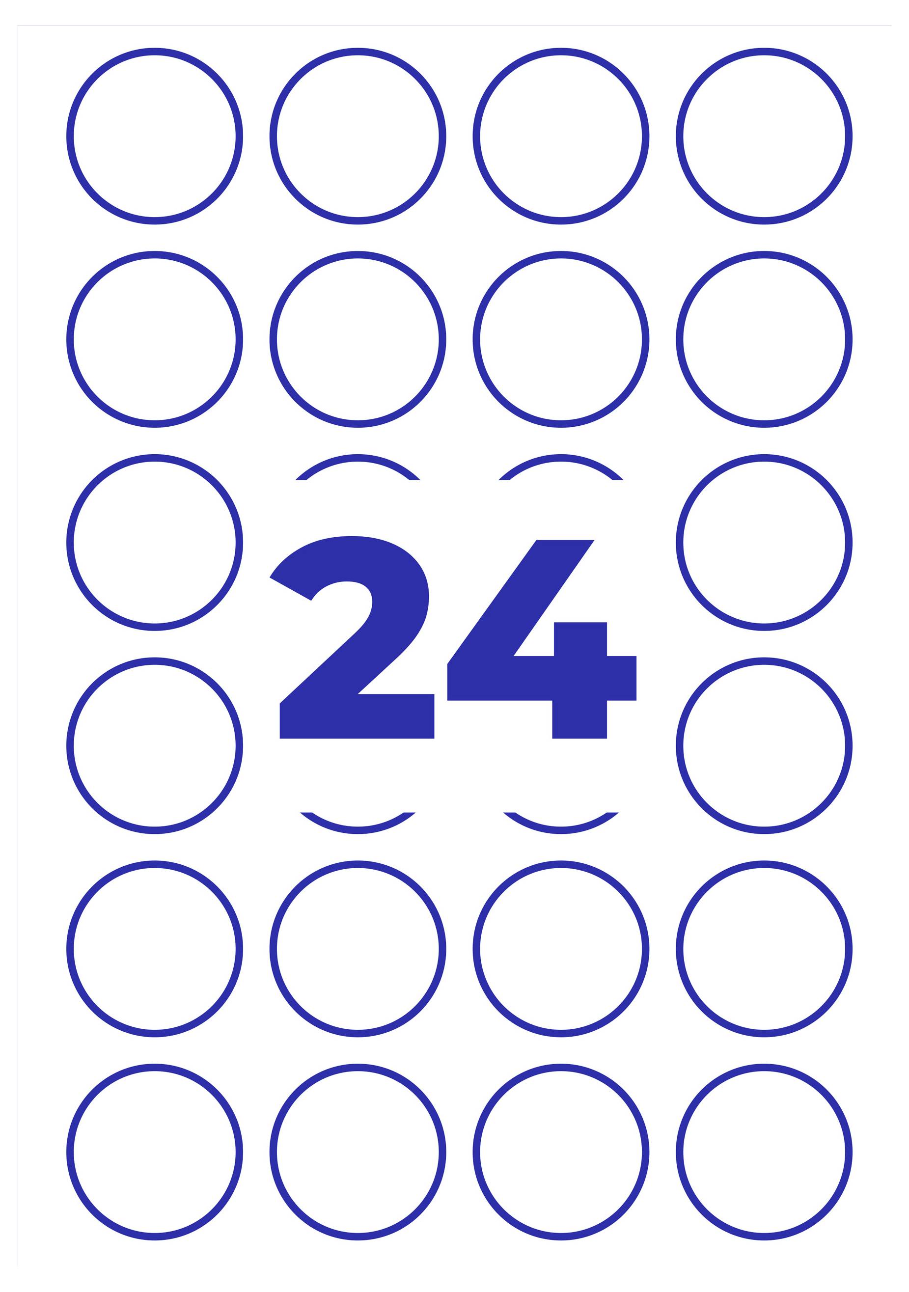 Blauwe '24' in het midden van een patroon van blauwe cirkels op een witte achtergrond, vermoedelijk een kalender- of datumaanduiding.