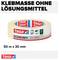 'Kleefmassa zonder oplosmiddel' naast een rol Tesa-plakband, 50 m x 30 mm, productnaam 'Economy'.