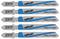 Vijf decoupeerzaagbladen met blauwe strepen, genummerd als '2317', met opdruk 'wolfcraft' en 'Made in Germany'.