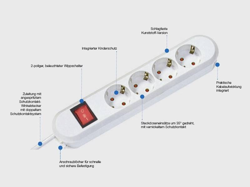 Bachmann 388271 Stekkerdoos 3-voudig Wit Randaarde stekker 1 stuk(s)-4