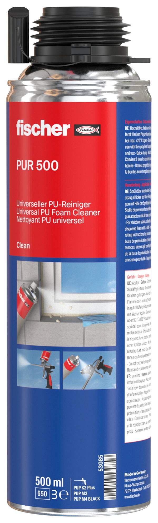 Fischer 53085 PU- en pistoolreiniger PUR 500 500 ml
