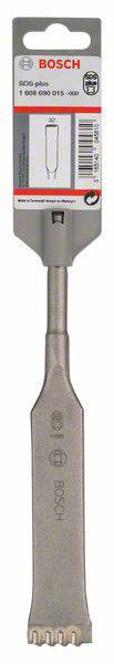 Platte beitel van Bosch met SDS-max-aansluiting. Verpakking toont productaanduiding '1 618 600 035 -000' en Bosch-logo. Geschikt voor hamerwerk.