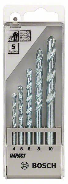 Bosch Accessories 1609200228 Carbide Steen-spiraalboorset 5-delig 4 mm, 5 mm, 6 mm, 8 mm, 10 mm Cilinderschacht 1 set(s)-1