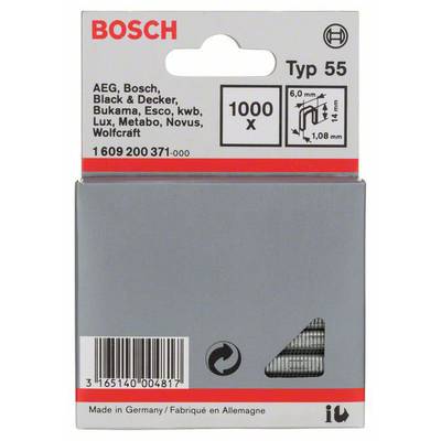 Bosch Accessories Niet met smalle rug type 55, 6 x 1,08 x 14 mm, verpakking van 1000 stuks 1000 stuk(s) 1609200371 