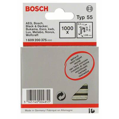Bosch Accessories Niet met smalle rug type 55, geharst, 6 x 1,08 x 28 mm, verpakking van 1000 stuks 1000 stuk(s) 1609200