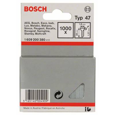 Spijker type 47, 1,8 x 1,27 x 28 mm 1000 stuk(s) Bosch Accessories 1609200380 
