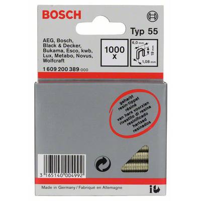 Bosch Accessories Niet met smalle rug type 55, geharst, 6 x 1,08 x 19 mm, verpakking van 1000 stuks 1000 stuk(s) 1609200