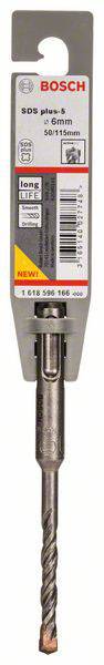 Bosch boor, model SDS plus-5X, maat 8x100x160 mm, geschikt voor beton. Verpakking toont productdetails en merklogo.