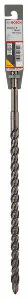 Een SDS-MAX-boor in originele verpakking, geschikt voor betonboringen, met grijze spiraalvormige punt en Bosch-logo.