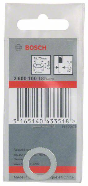 'Bosch'-verpakking met een sluitring. Afmetingen boven: 12,75 mm x 20 mm. Barcode en tekstdetails zichtbaar daaronder.