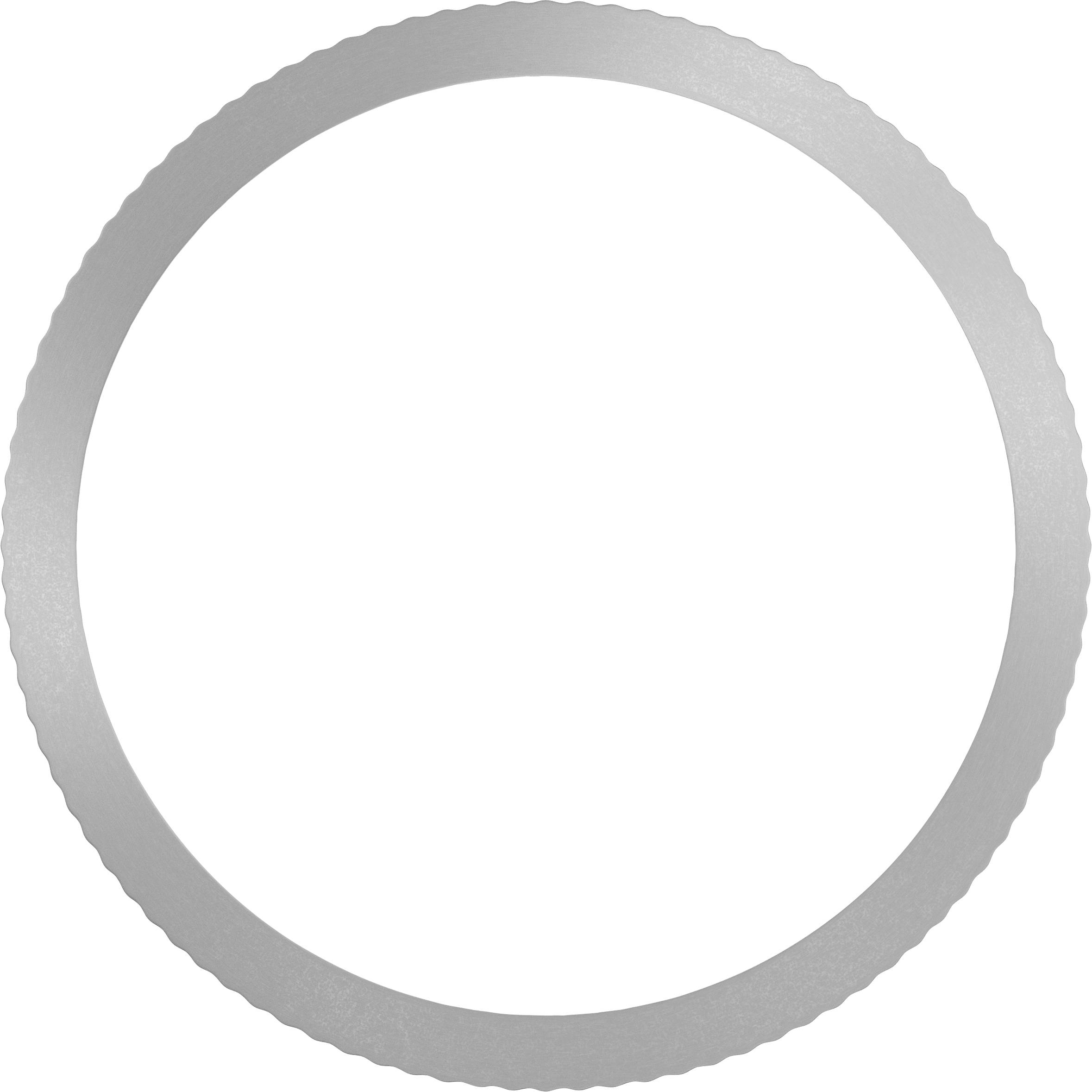 Grijze, getande cirkelrand op witte achtergrond.