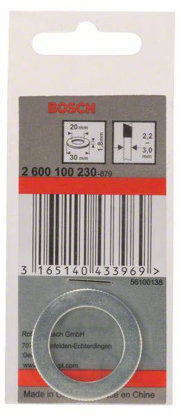 Verpakking van een vulring van Bosch, 20-30 mm diameter. Barcode en fabrikantinformatie gedrukt.
