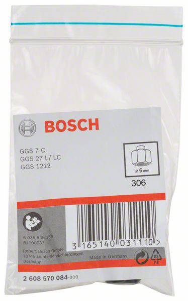 Plastic zak van Bosch met opdruk 'GGS 7 C, GGS 27 L/LC, GGS 1212' en streepjescode. Bevat technische toebehoren voor gereedschappen.