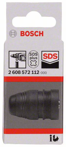 Packaging of a Bosch SDS plus Adapter. Shows the product, brand logo, and serial number. Suitable for drill machine accessories.