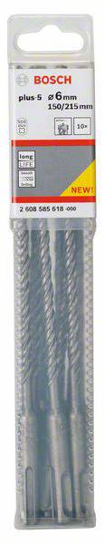 Een verpakking met Bosch-boren, plus-8, diameter 6 mm, lengte 150/215 mm, geschikt voor harde materialen.
