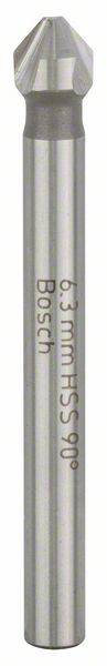 Metalen verzinkboor met kegel- en cilindrische kop, waarop 'Bosch 16,3 mm HSS-G' staat.