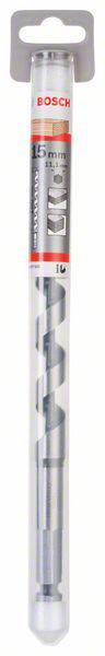 Bosch-boor in verpakking, 14 mm diameter en 10 keer langere levensduur aangegeven.