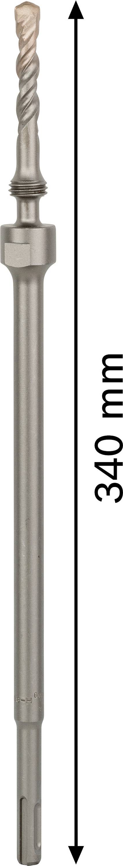 Boor met 340 mm lengte, geschikt voor uitgebreide diepteboringen.