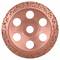 Slijpschijf met gatenpatroon, bedekt met slijpkorrels. Gebruikt voor het slijpen en gladmaken van oppervlakken.