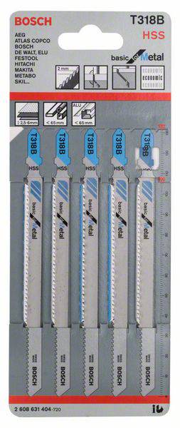Bosch Accessories 2608631404 Decoupeerzaagblad T 318 B, Basic for Metal, set van 5 stuks 5 stuk(s)-1
