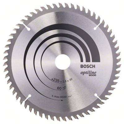 Bosch Accessories Optiline Wood 2608641192 Hardmetaal-cirkelzaagblad 235 x 30 x 2.8 mm Aantal tanden: 60 1 stuk(s)