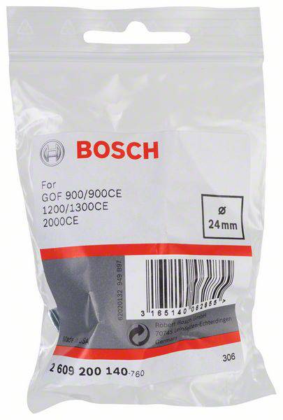 Een verpakking met Bosch-reserveonderdeel voor modellen GOF 900/900CE, 1200/1300CE, 2000CE, diameter 24 mm, met barcode.
