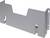 Grijs, rechthoekig metalen onderdeel met uitsparingen en gaten voor bevestiging op een oppervlak.