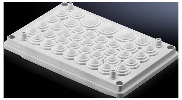 Rittal SV 9665770 Kabeldoorvoeringsplaat Met doordringbaar membraan Klem-Ø (max.) 26 mm Plaatdikte (max.) 160 mm Isolatiemateriaal Grijs (RAL 7032) 1 stuk(s)