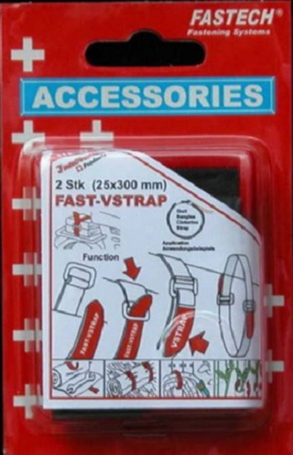 FASTECH® 688-330KC Klittenband  Met riem Haak- en lusdeel (l x b) 300 mm x 25 mm Zwart, Rood 2 stuk(s)