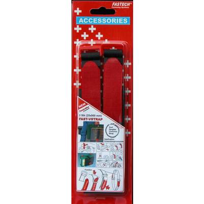 FASTECH® 689-330C Klittenband  Met riem Haak- en lusdeel (l x b) 900 mm x 25 mm Zwart, Rood 2 stuk(s)