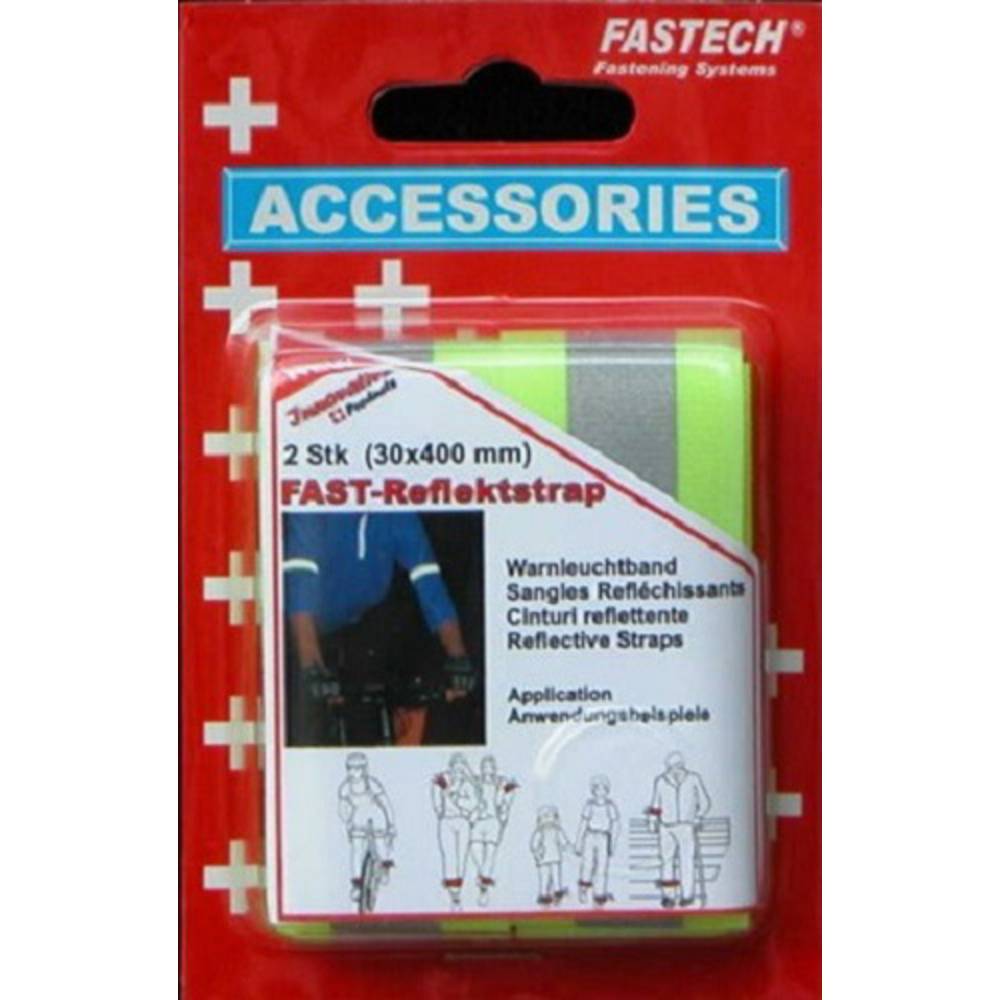 FASTECH® 788-777KC Klittenband Met reflector, Om op te naaien Haak- en lusdeel (l x b) 400 mm x 30 mm Neon-geel 2 stuk(