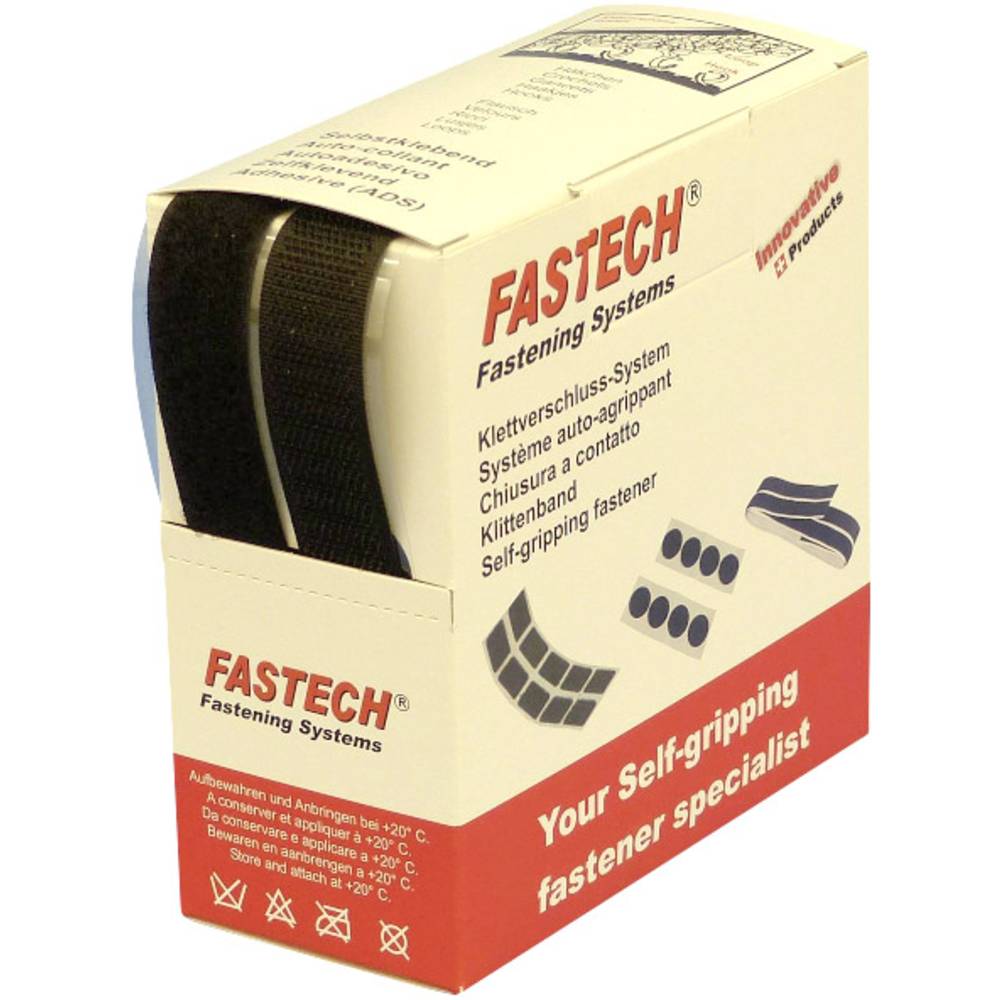 FASTECH® B20-SKL999905 Klittenband Om vast te plakken Hotmelt Haak- en lusdeel (l x b) 5000 mm x 20 mm Zwart 5 m