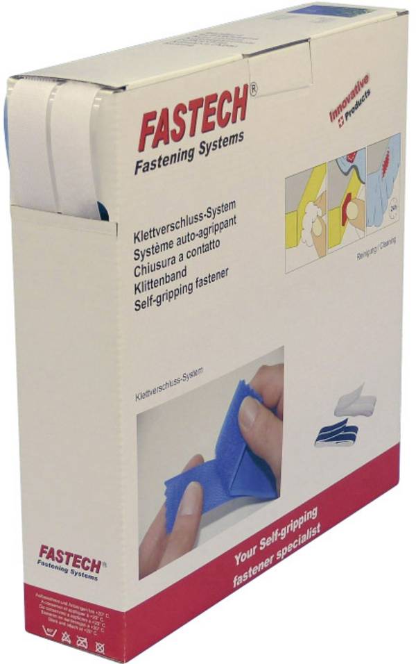 FASTECH® B20-SKL000025 Klittenband Om vast te plakken Hotmelt Haak- en lusdeel (l x b) 25000 mm x 20 mm Wit 25 m