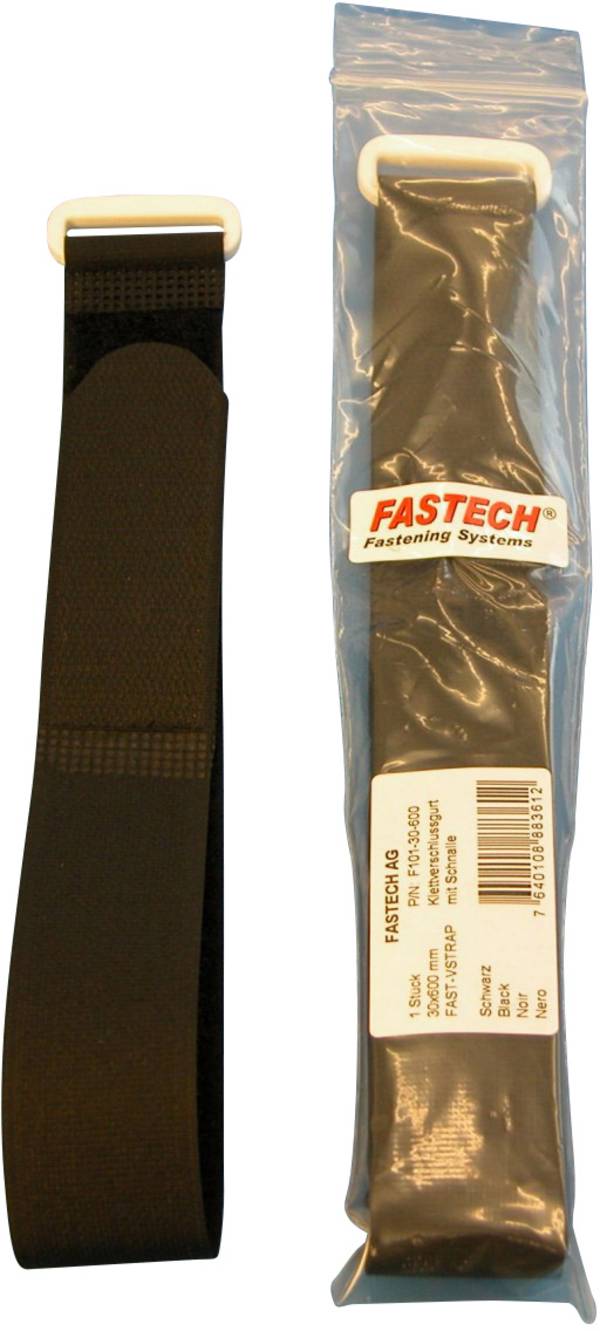 FASTECH® F101-30-600 Klittenband  Met riem Haak- en lusdeel (l x b) 600 mm x 30 mm Zwart 1 stuk(s)