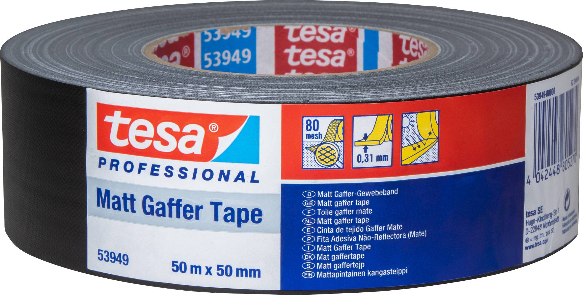 tesa 53949 PV2 Mattes schwarzes Gaffer-Tape