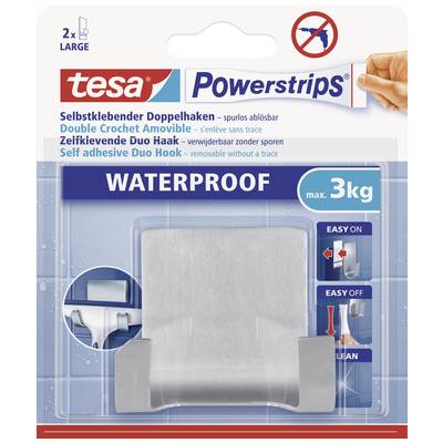 tesa POWERSTRIPS® Waterproof dubbele haak  Metaal Inhoud: 1 stuk(s)