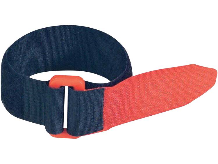 Fastech Klittenband met riem Haak- en lusdeel (l x b) 195 mm x 25 mm Zwart, Rood 5 stuks