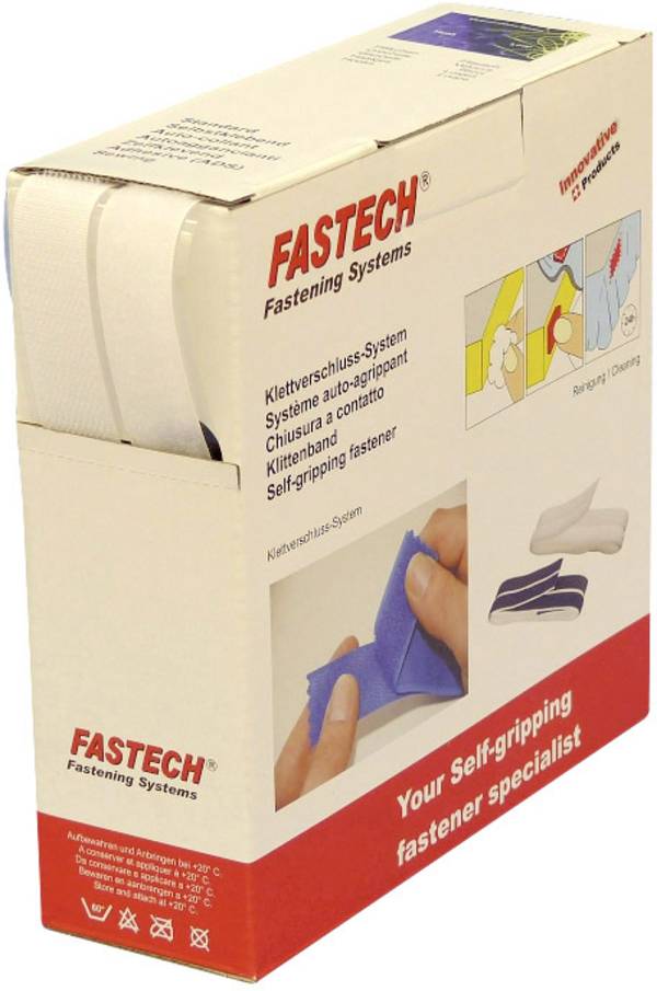 FASTECH® B20-SKL000010 Klittenband Om vast te plakken Hotmelt Haak- en lusdeel (l x b) 10000 mm x 20 mm Wit 10 m