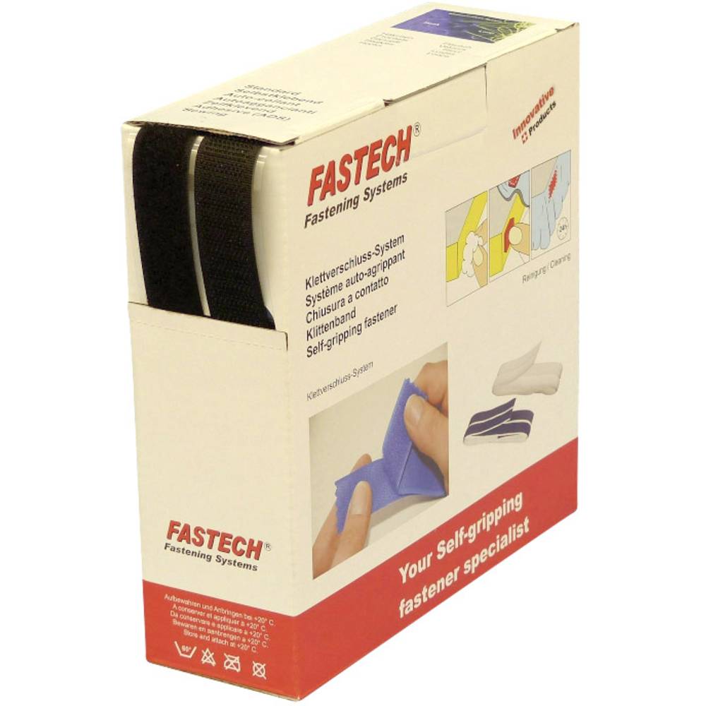 FASTECH® B20-SKL999910 Klittenband Om vast te plakken Hotmelt Haak- en lusdeel (l x b) 10000 mm x 20 mm Zwart 10 m