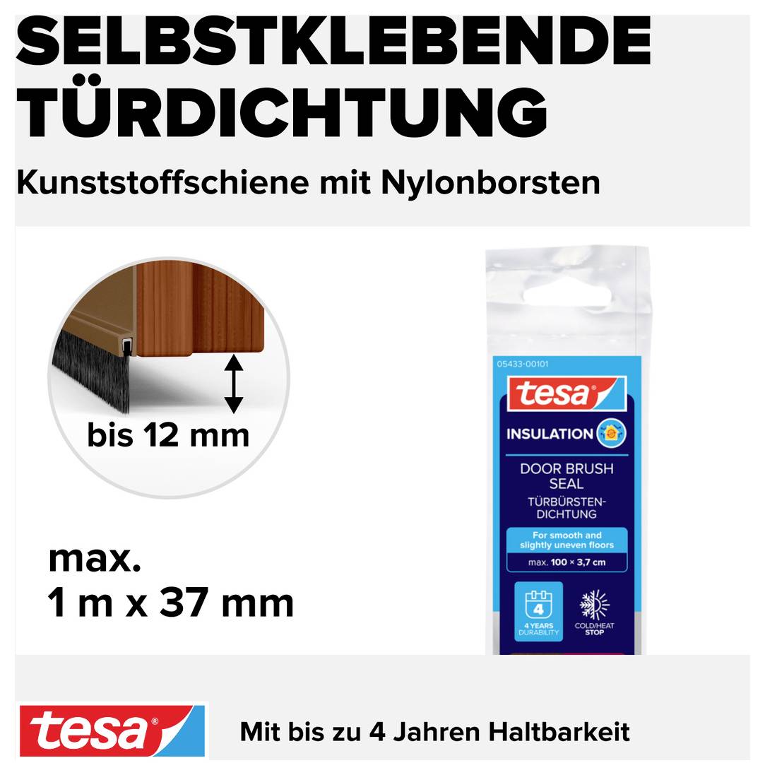 tesa STANDARD 05433-00101-00 Tochtstrip tesamoll Bruin (l x b) 1 m x 40 mm 1 stuk(s)-3