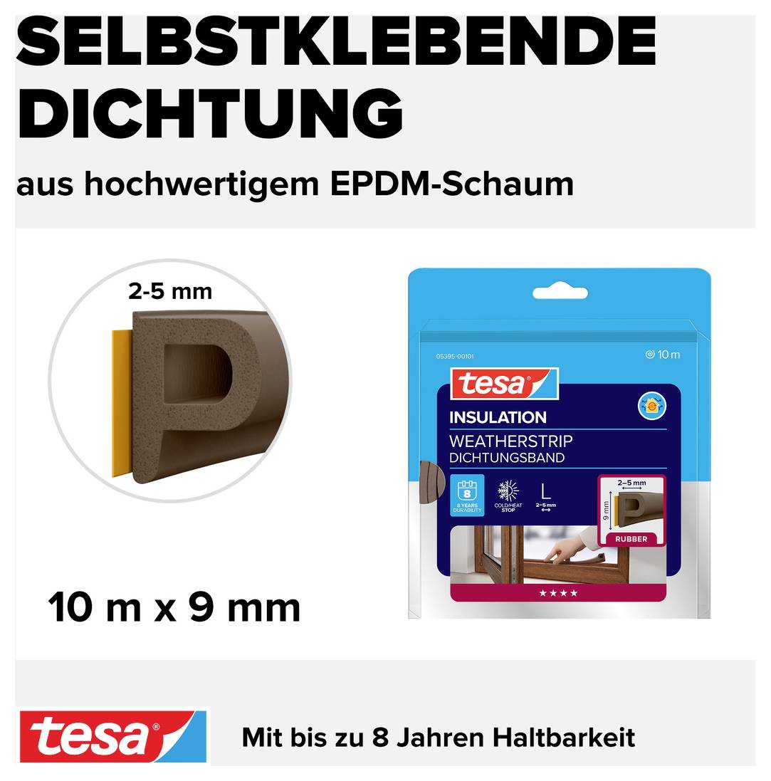 'Snijden en fixeren': Twee afbeeldingen tonen het snijden en aanbrengen van afdichtingstape met een schaar. Voor spleten 1-5 mm.