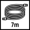 'Slang, 7 meter lang, weergegeven als tekening.'